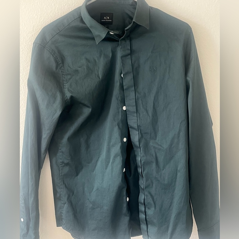 Armani Exchange Small Slim sized green button up shirt